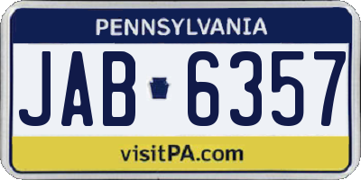 PA license plate JAB6357