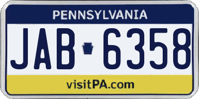 PA license plate JAB6358