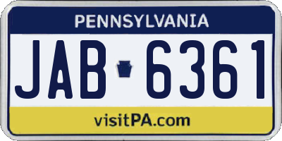 PA license plate JAB6361