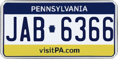 PA license plate JAB6366