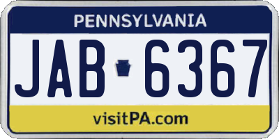 PA license plate JAB6367