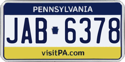 PA license plate JAB6378