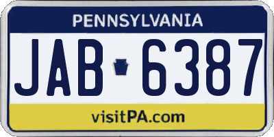 PA license plate JAB6387