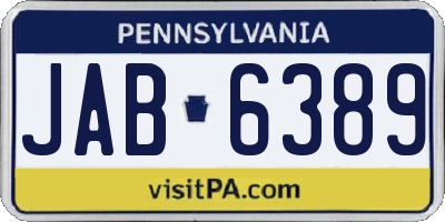 PA license plate JAB6389