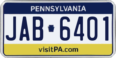 PA license plate JAB6401