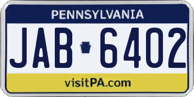 PA license plate JAB6402