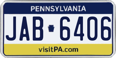 PA license plate JAB6406