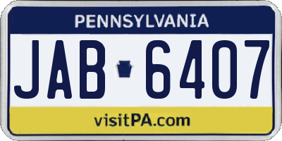 PA license plate JAB6407
