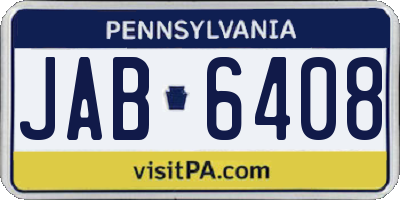 PA license plate JAB6408