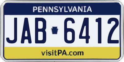 PA license plate JAB6412