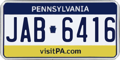 PA license plate JAB6416