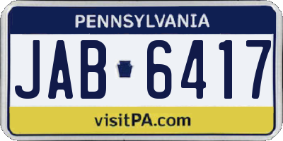 PA license plate JAB6417