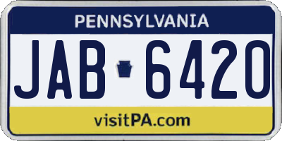 PA license plate JAB6420