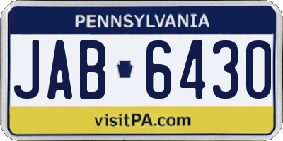 PA license plate JAB6430