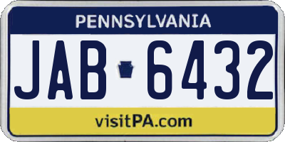 PA license plate JAB6432