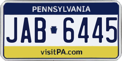 PA license plate JAB6445