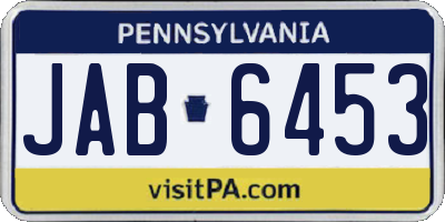 PA license plate JAB6453