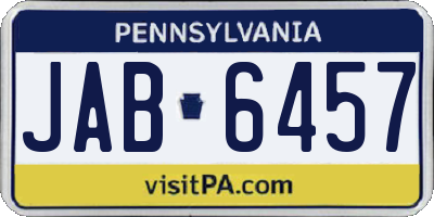 PA license plate JAB6457