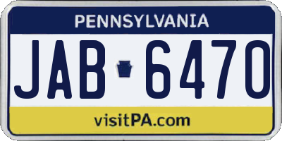 PA license plate JAB6470