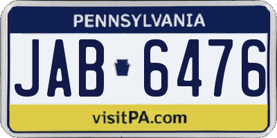 PA license plate JAB6476