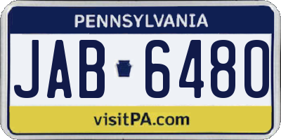 PA license plate JAB6480