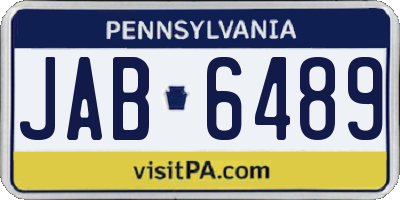 PA license plate JAB6489