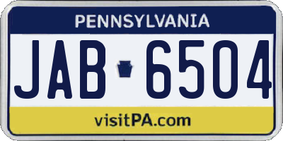 PA license plate JAB6504