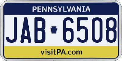 PA license plate JAB6508