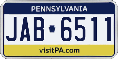 PA license plate JAB6511