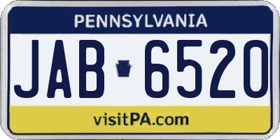 PA license plate JAB6520