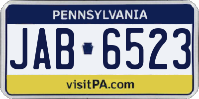 PA license plate JAB6523