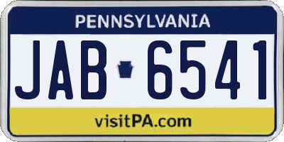 PA license plate JAB6541