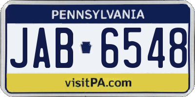 PA license plate JAB6548