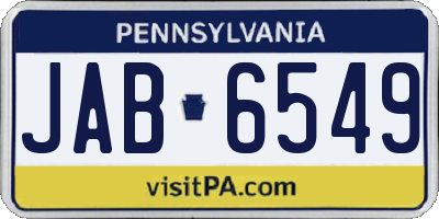 PA license plate JAB6549