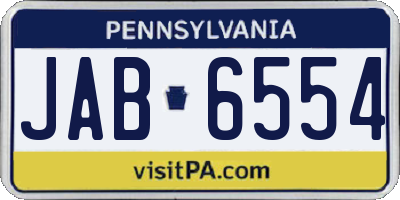 PA license plate JAB6554