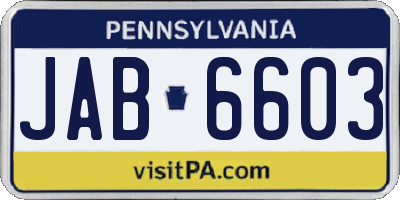 PA license plate JAB6603