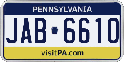 PA license plate JAB6610