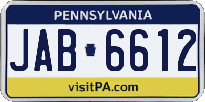 PA license plate JAB6612