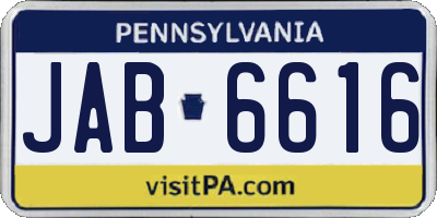 PA license plate JAB6616