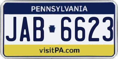 PA license plate JAB6623