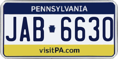 PA license plate JAB6630