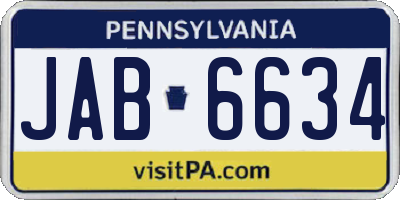 PA license plate JAB6634