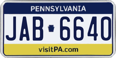 PA license plate JAB6640