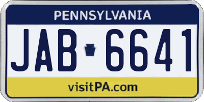 PA license plate JAB6641