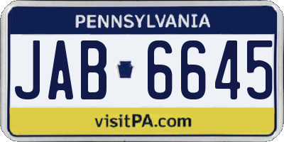 PA license plate JAB6645