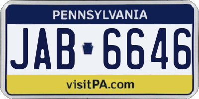 PA license plate JAB6646