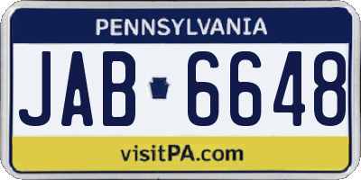 PA license plate JAB6648