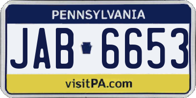 PA license plate JAB6653