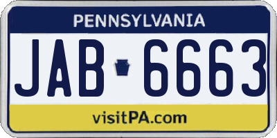 PA license plate JAB6663