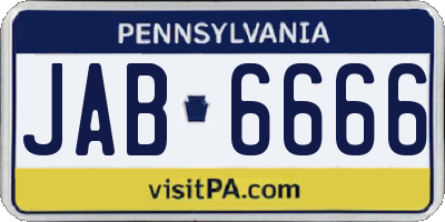 PA license plate JAB6666